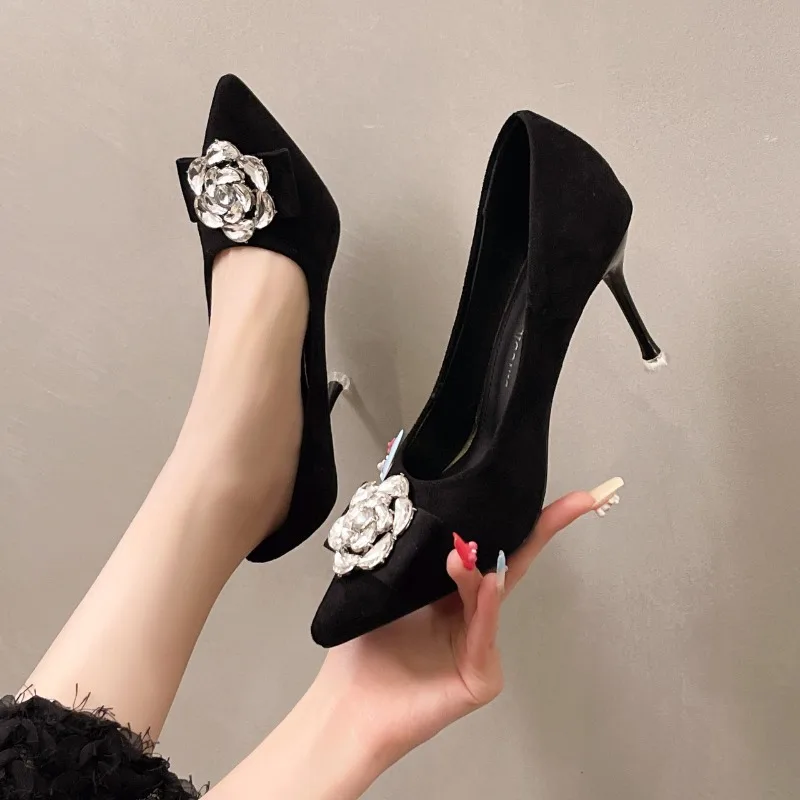 

Flower Crystal Women High Heels Shoes Sexy Pointed Toe Sandals Designer New Summer Party Heeled Shoes 2025 Brand Zapatos Pumps