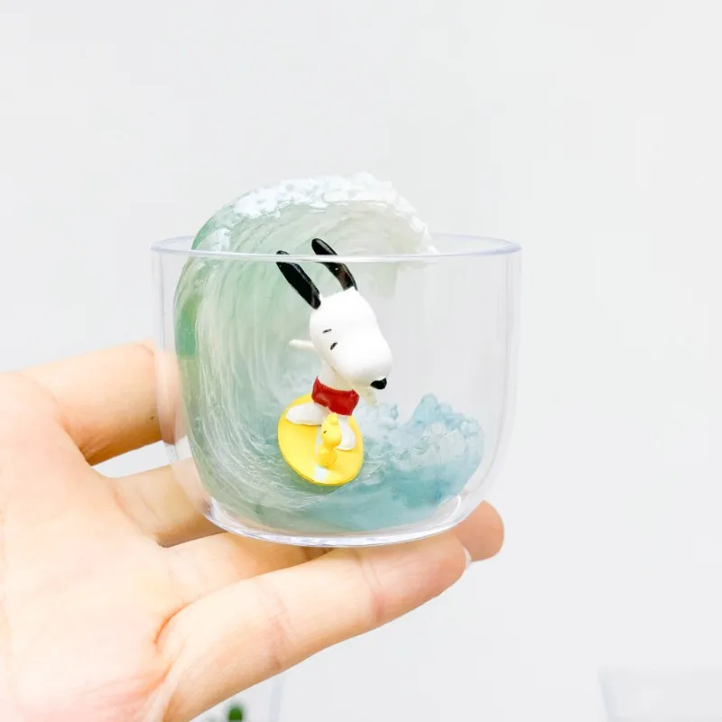 RE-MENT Snoopy Szene Happy Terrarium Miniatur Landschaft Flasche Blind Box Spielzeug Anime Figuren Sammeln Ornamente
