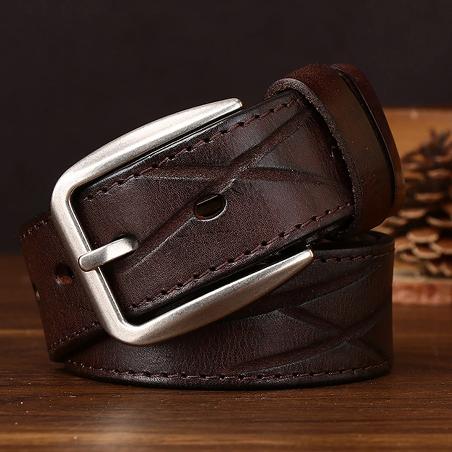 Men's Genuine Leather Dress Belt Fashion Male Waistband Width:3.5cm Length:110-125cm