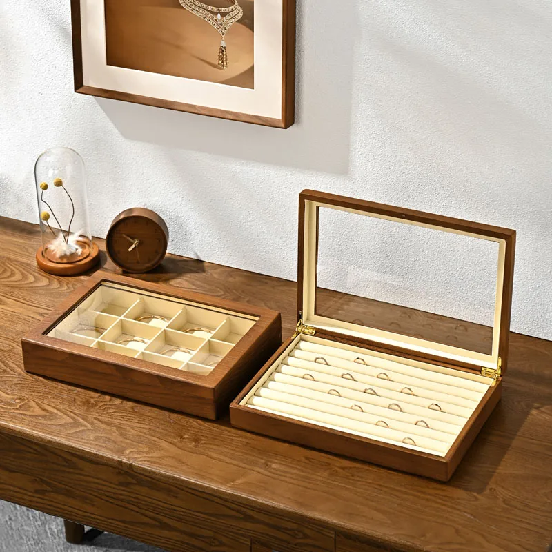 Oirlv 나무 보석 상자 시계 보석 디스플레이 반지 목걸이 귀걸이 팔찌 상자 멀티 보석 보관 주최자 디스플레이 케이스