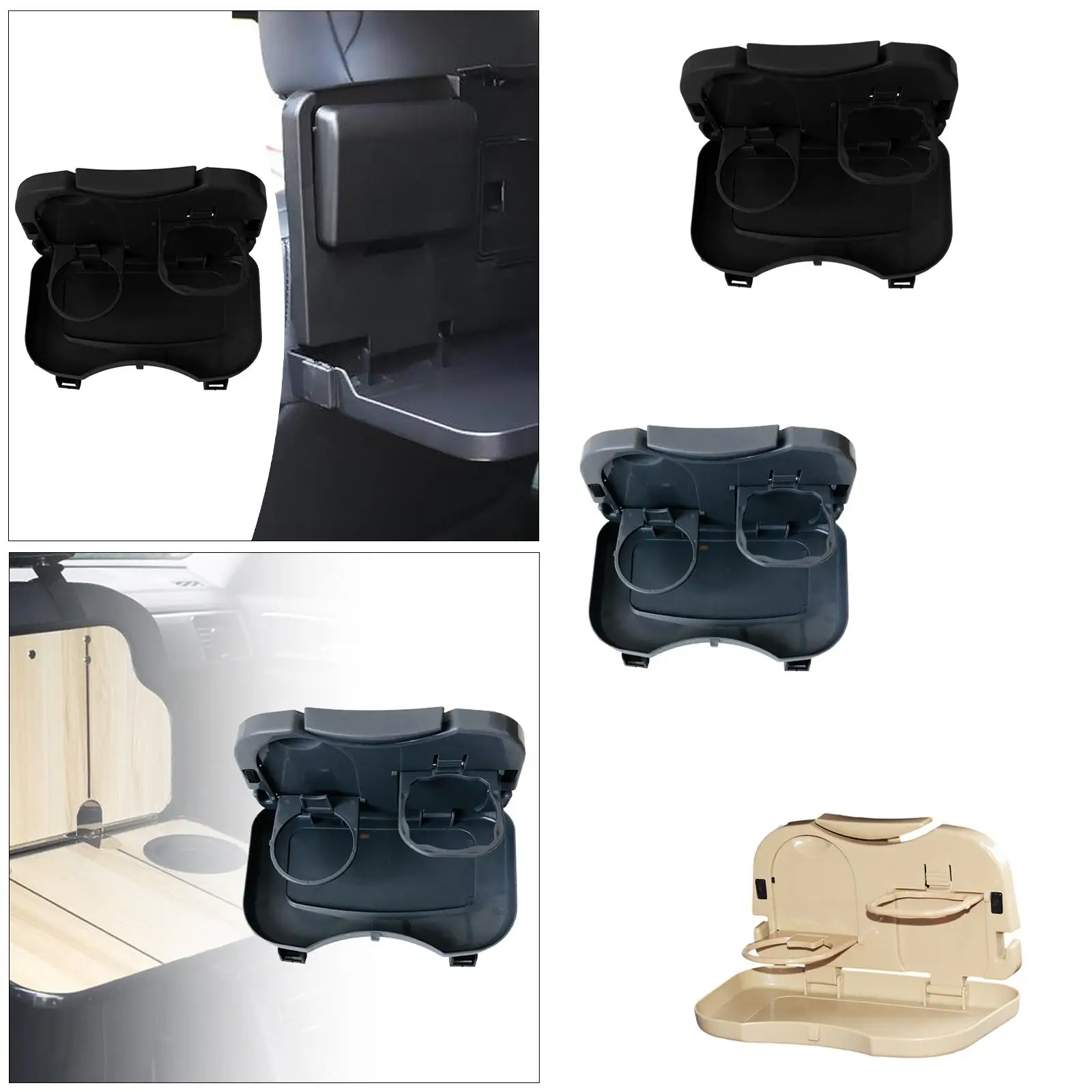 

Generic Portable Car Dining Table Car Accessories Easy Installation Back Seat Storage Table Multifunction Folding Food Cup Tray