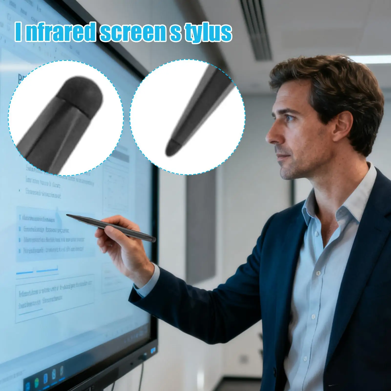 

Teaching Screen Pen Electronic Whiteboard Pen Double Tips Capacitive Touch Screens ABS Convenient Precision Touch Pen