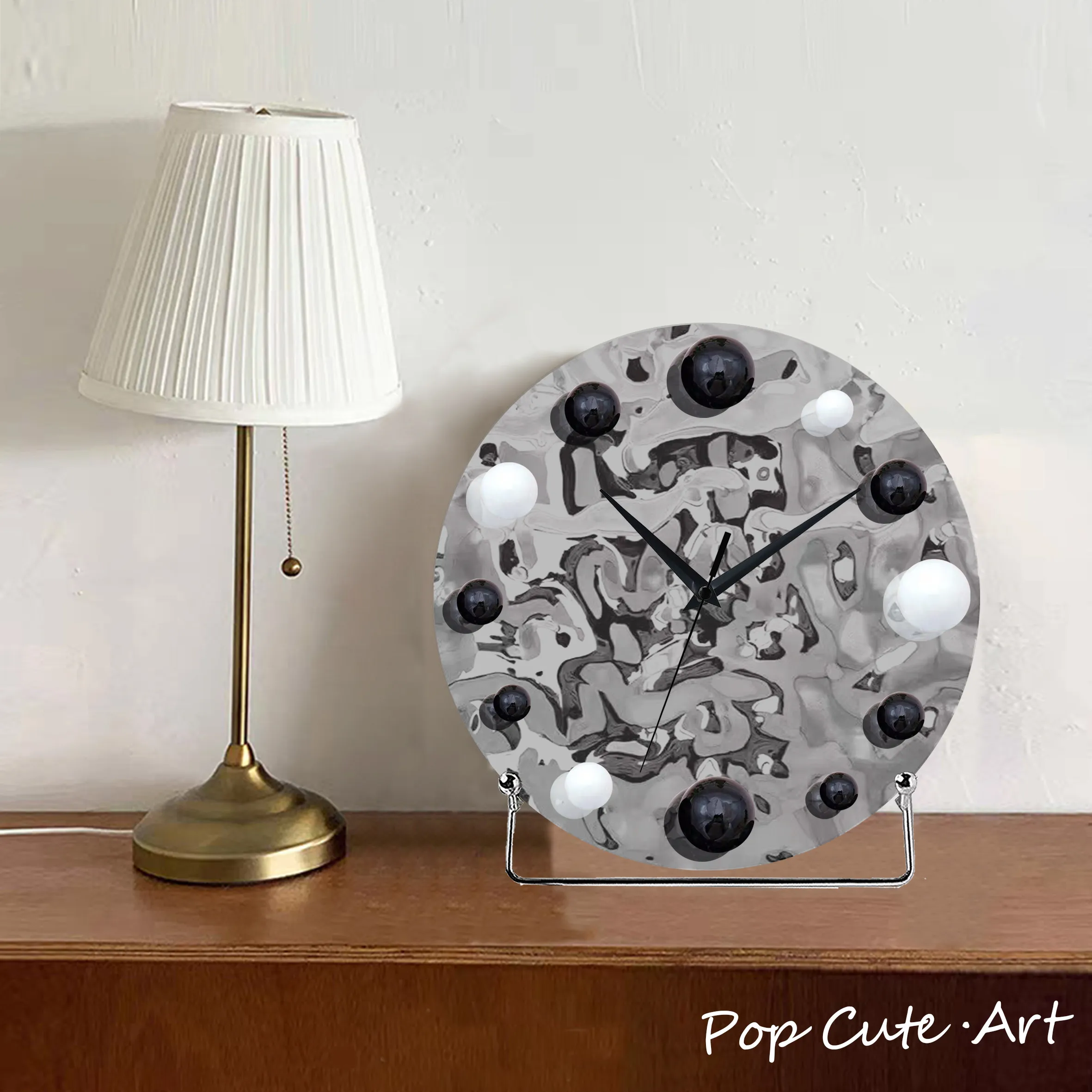 Punk Metal Mirror Water Pattern Art Clock Ornament, Steam Wave Sci-fi Gift Decoration