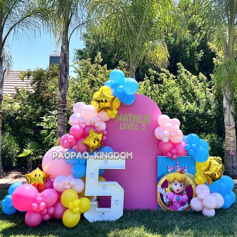 Nette Cartoon Pfirsich Prinzessin Thema Ballon Girlande Bogen Kit Mädchen Geburtstag Party Dekoration Lieferungen Baby Dusche Globos