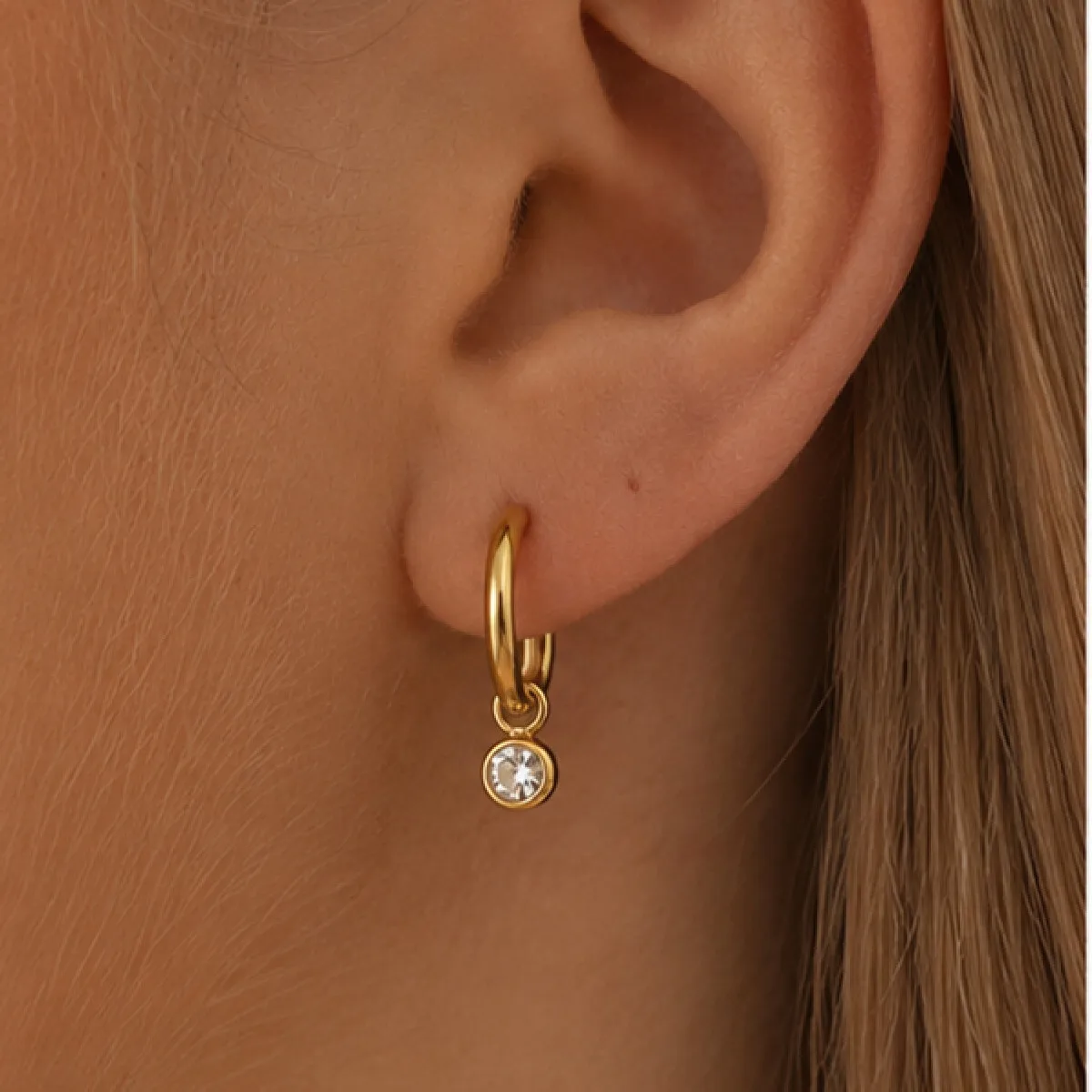 SHIXIN 3 Styles 18K Gold Plated Zircon Stud Earrings Women Exquisite Stainless Steel Cartilage Piercing Ear Luxury Jewelry Gifts