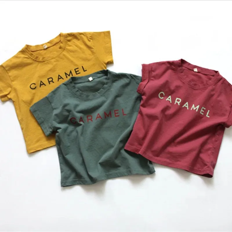 

Korean Style 2025 Summer New Letter Printed Toddlers Children T-shirts Casual Basic Tees Unisex Kids Short-sleeved Tops