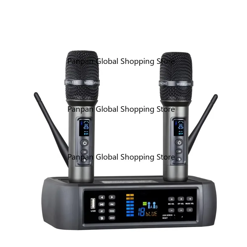 Professional AudioSure Dynamic Microphone Cardioid Polar Pattern Handheld Metal 2-Channel Wireless Mic Family KTV Karaoke Church