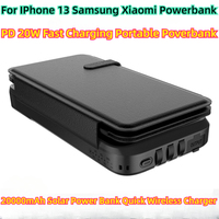 For IPhone 13 Samsung Xiaomi Powerbank PD 20W Fast Charging Portable Poverbank 20000mAh Solar Power Bank Quick Wireless Charger