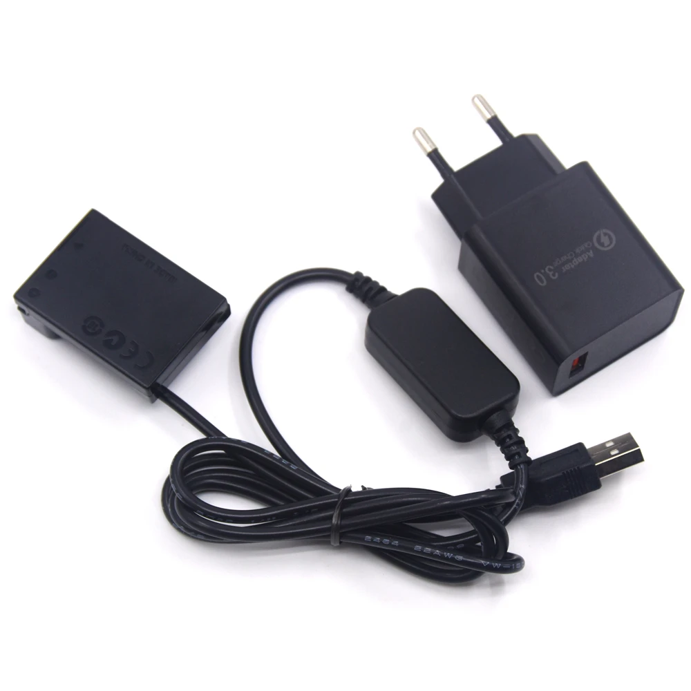 QC3.0 18W Charger + USB Power Cable + NB-10L Dummy Battery DR-80  for CB-2LCE Canon G1X G3X G15 G16 SX50 SX60 HS Cameras