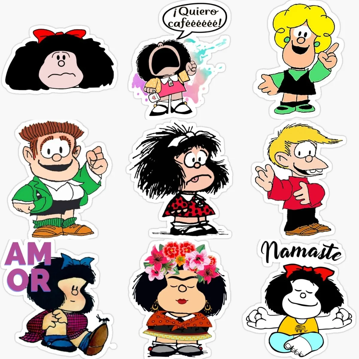 Mafalda Anime Creative Stickers Vinyl Car Window Laptop Bicycle Wall Room Table Motorcycle Off-road Helmet Decal Assecories