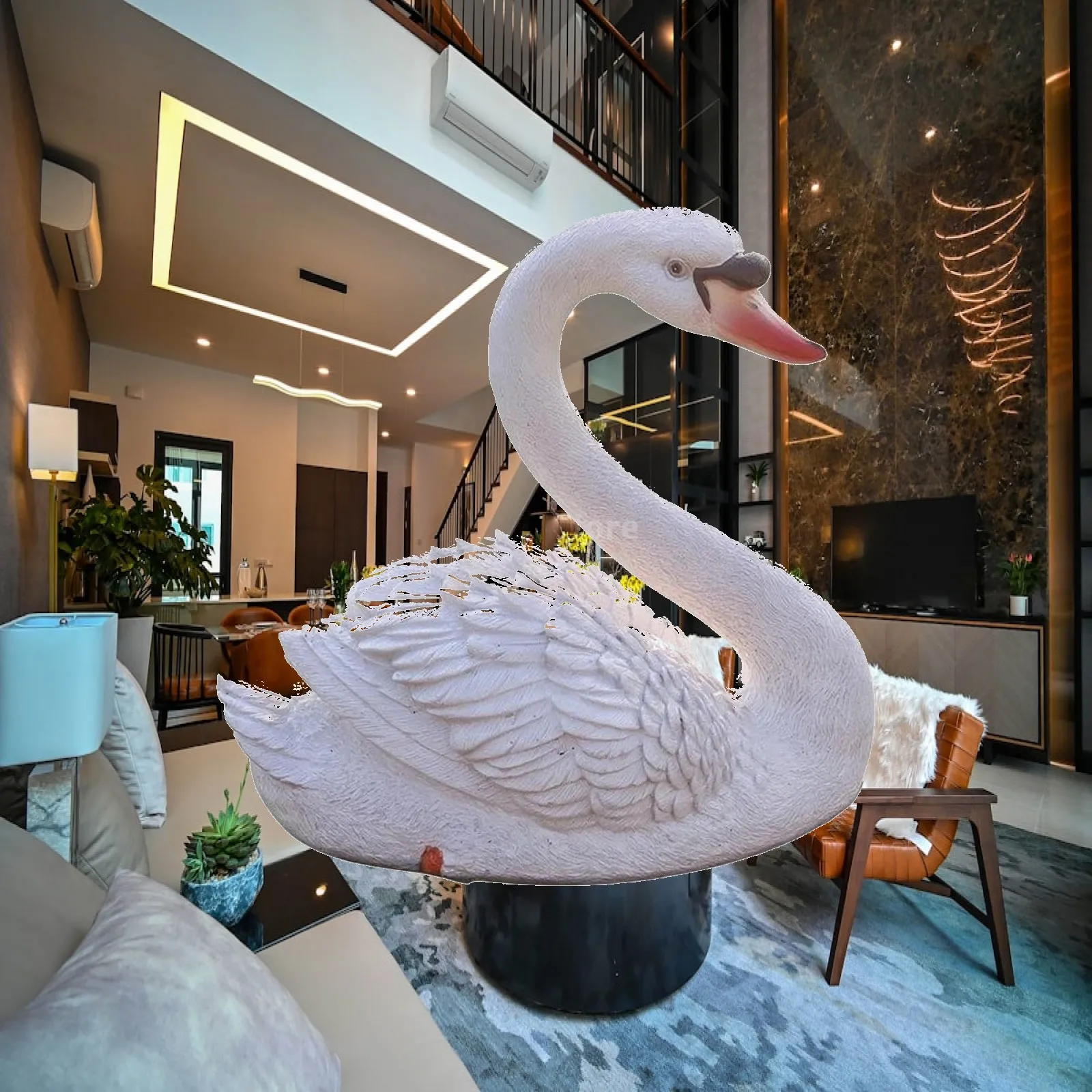 Buoyant Swan Sculpture Textured Buoyant Swan Ornament Feathered Outdoor Decor for Pool, Garden, Courtyard
