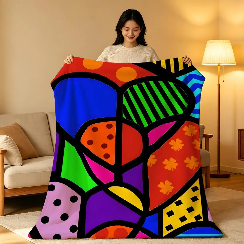 Artist R-Romero B-Britto Throw hot High-Density Short Plush Blanket Soft Skin-Friendly for Sofa Nap Air-Conditioned Room
