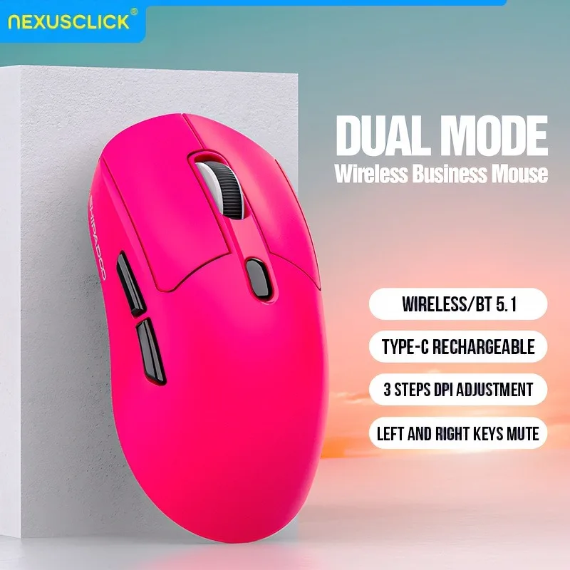 NexusClick Silent Wireless Bluetooth Mouse,2.4G Dual Mode Rechargeable Ergonomic Mouse,3 Adjustable DPI for Office Home Gaming