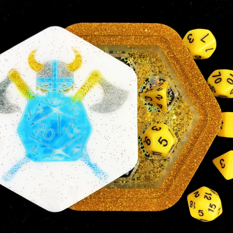 Dice Storage Box Epoxy Resin Mold Rectangular Hexagon Container Silicone Mould DIY Craft Casting Tools