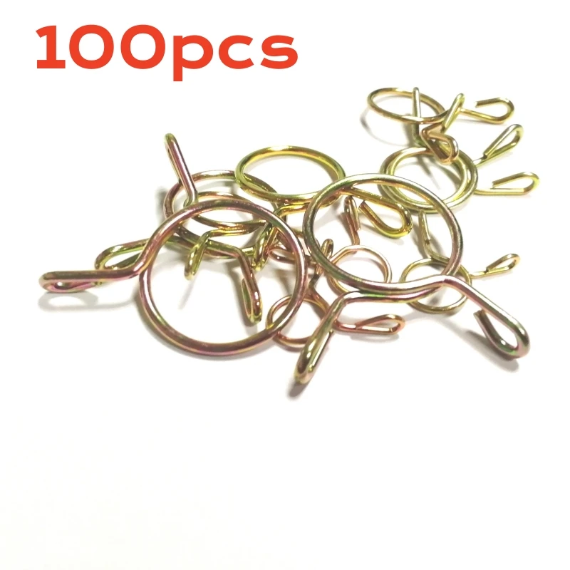 100pcs 5-40mm Single Wire Hose Clamp Zinc Plated Spring Ring Pipe Clips Galvanized Steel Gear Hose Fuel Line Clamp