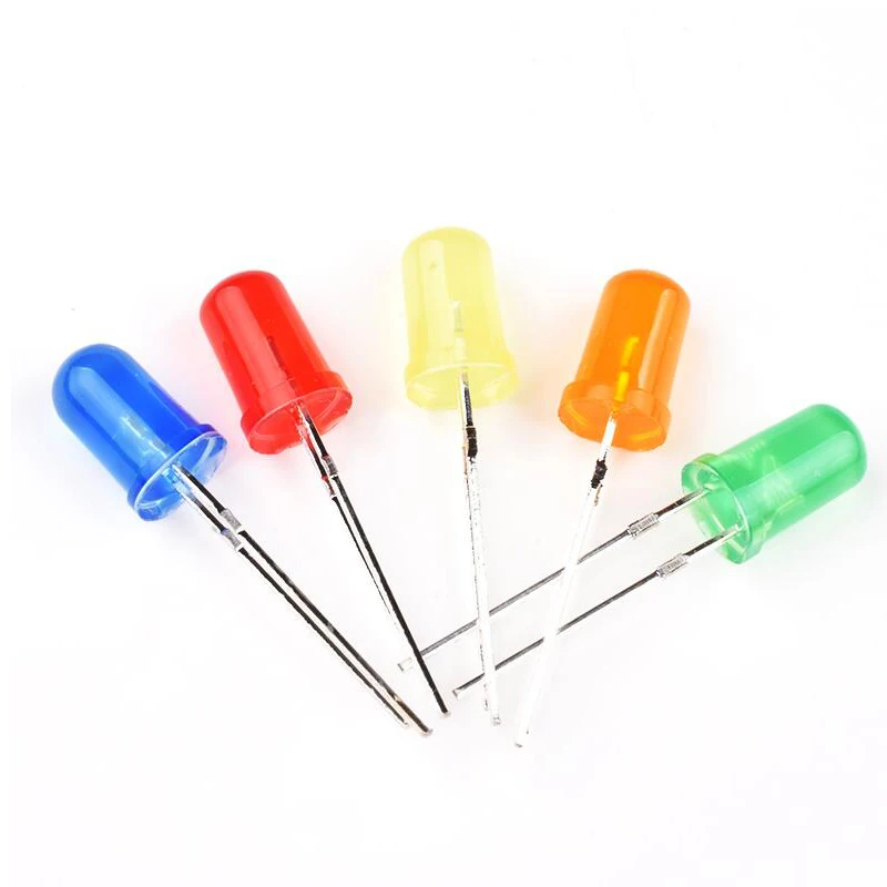 Mixed Color LED Diode Kit, vermelho, verde, amarelo, azul, cor branca, 5mm, 100 Pcs/Lot