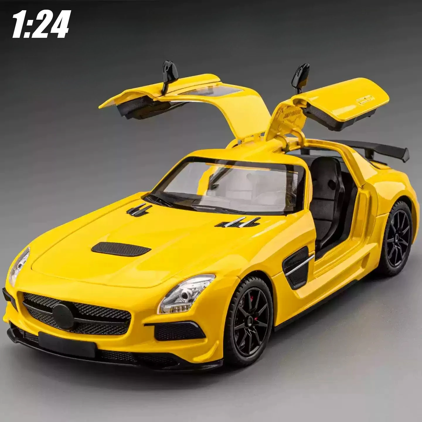 1:24 SLS AMG Alloy Sports Model Diecast Metal Racing Car Vehicles Model Simulation Sound Light Collection Toy Gift