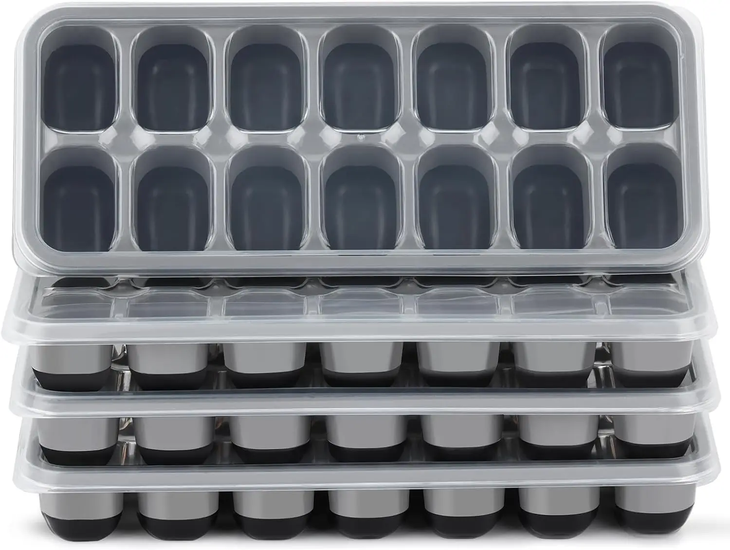 

Cube Tray 4 Pack, Easy-Release & Flexible 56 pcs Silicone Ice Cube Trays with Spill-Resistant Removable Lid, Stackable Ice T