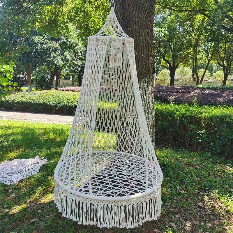 Handmade Rope Tassel Hammocks Indoor Garden Swings Balcony Outdoor Courtyard Rocking Chairs Camping Hammock  Furniture