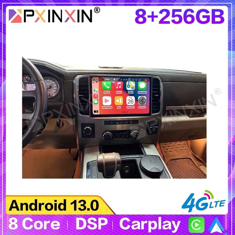 

13.1 inch Android 13 Auto Car Radio GPS Navigation For Dodge Ram 2008-2012 CarPlay HiCar Stereo Multimedia Player Head Unit DSP