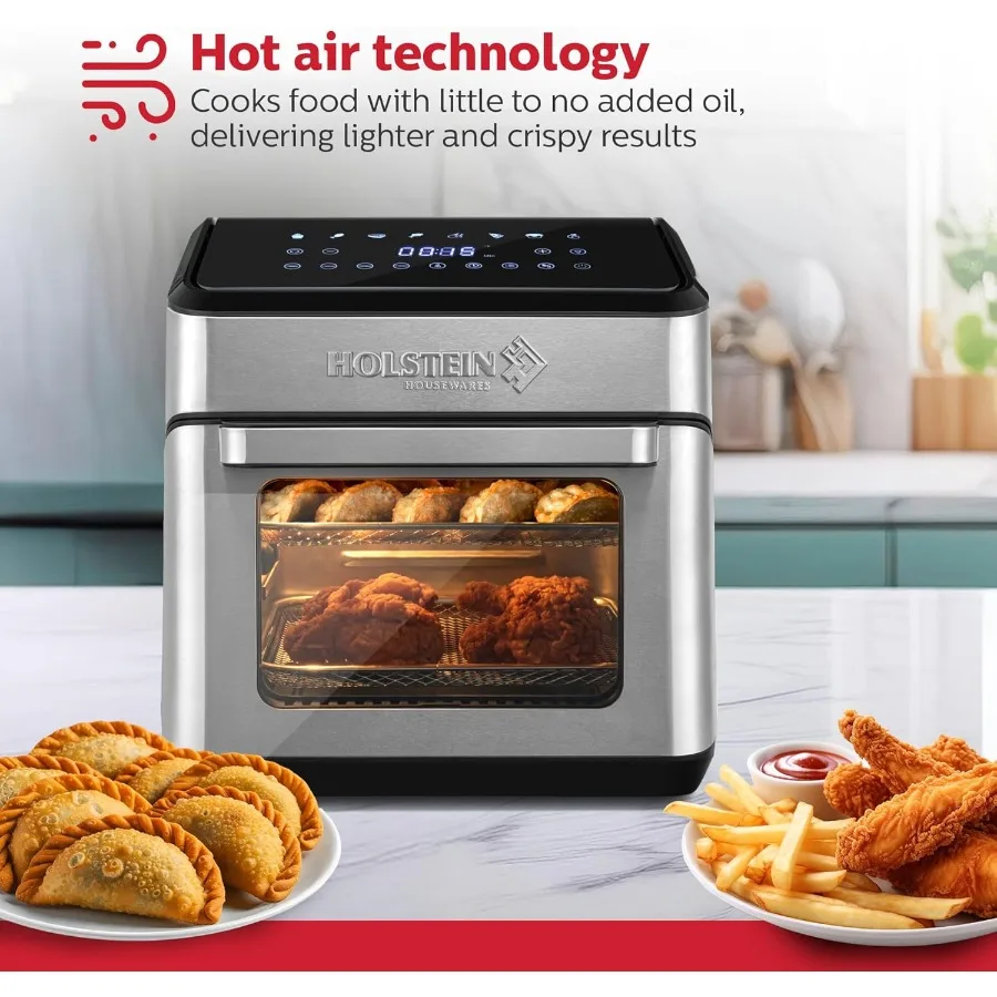 مقلاة هوائية رقمية 12.7 كيو تي 8 في 1 مع شاشة LED لنافذة عرض بحجم عائلي بتقنية الهواء الساخن. اير فراي بيك جريل ديهيدرات روا