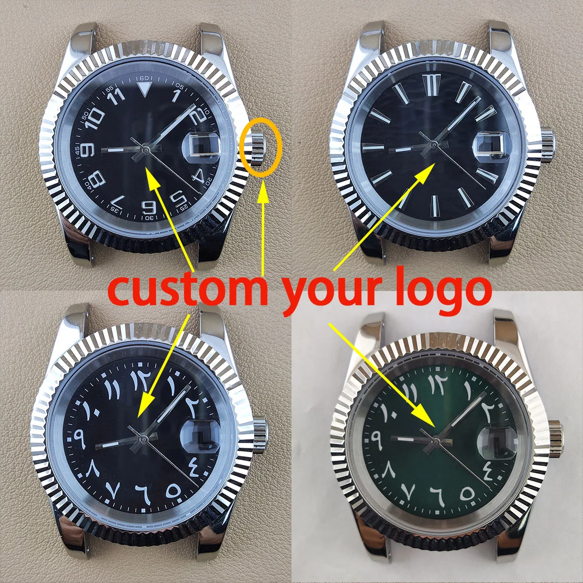 

39mm nh35 Case NH35 watch case 28.5MM Dial Stainless Steel Electroplated Polished Black dial For NH36 case NH35 Movement watch