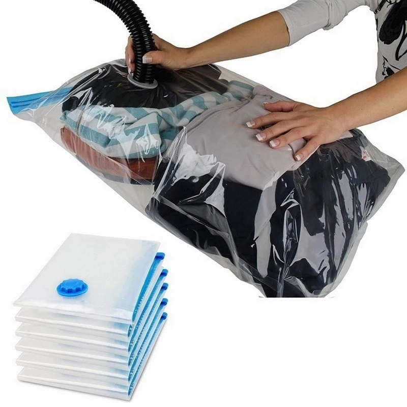 Home Vacuum Bag for Clothes Quilt Clothes Quilt Seal Compressed Transparent Storage Bags Travel Foldable Saving Space Packing