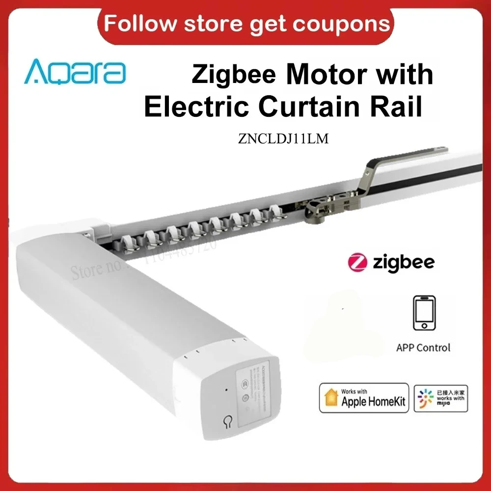 Aqara Smart Zigbee Curtain Drive Motor ZNCLDJ11LM with Electric Curtain Rail Track Mijia Homekit APP Automatic Control System