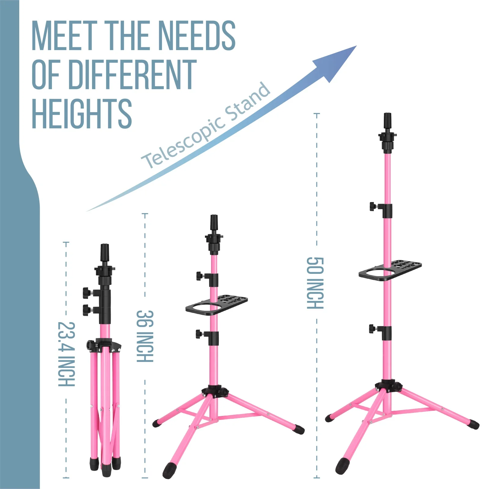 Heavy Duty 50Inch Wig Stand with Tray