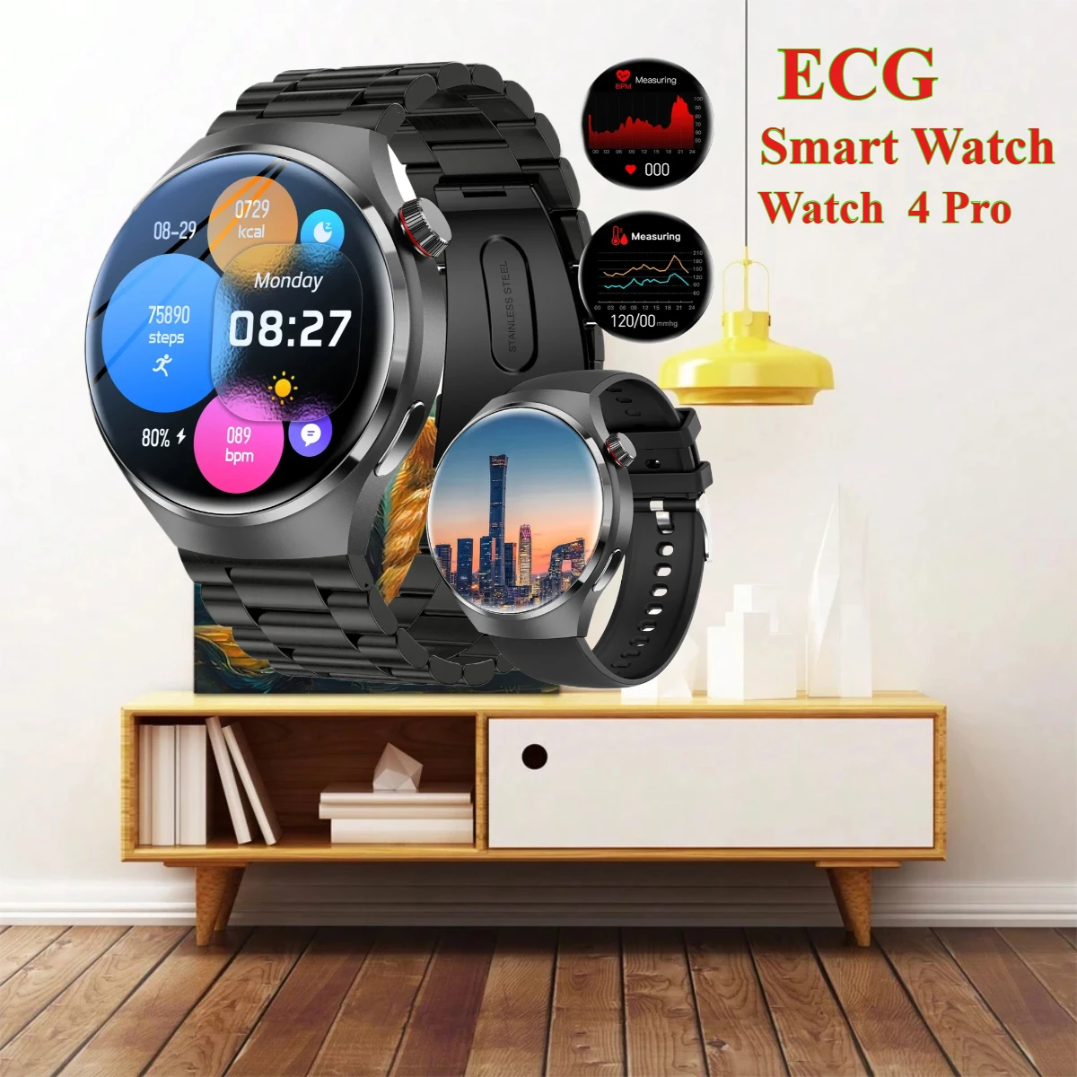 

2024 New ECG Smart Watch for Men HD Bluetooth Calling Health Monitor Sports Waterproof Women Smartwatch for Gift Box PK GT4 Pro