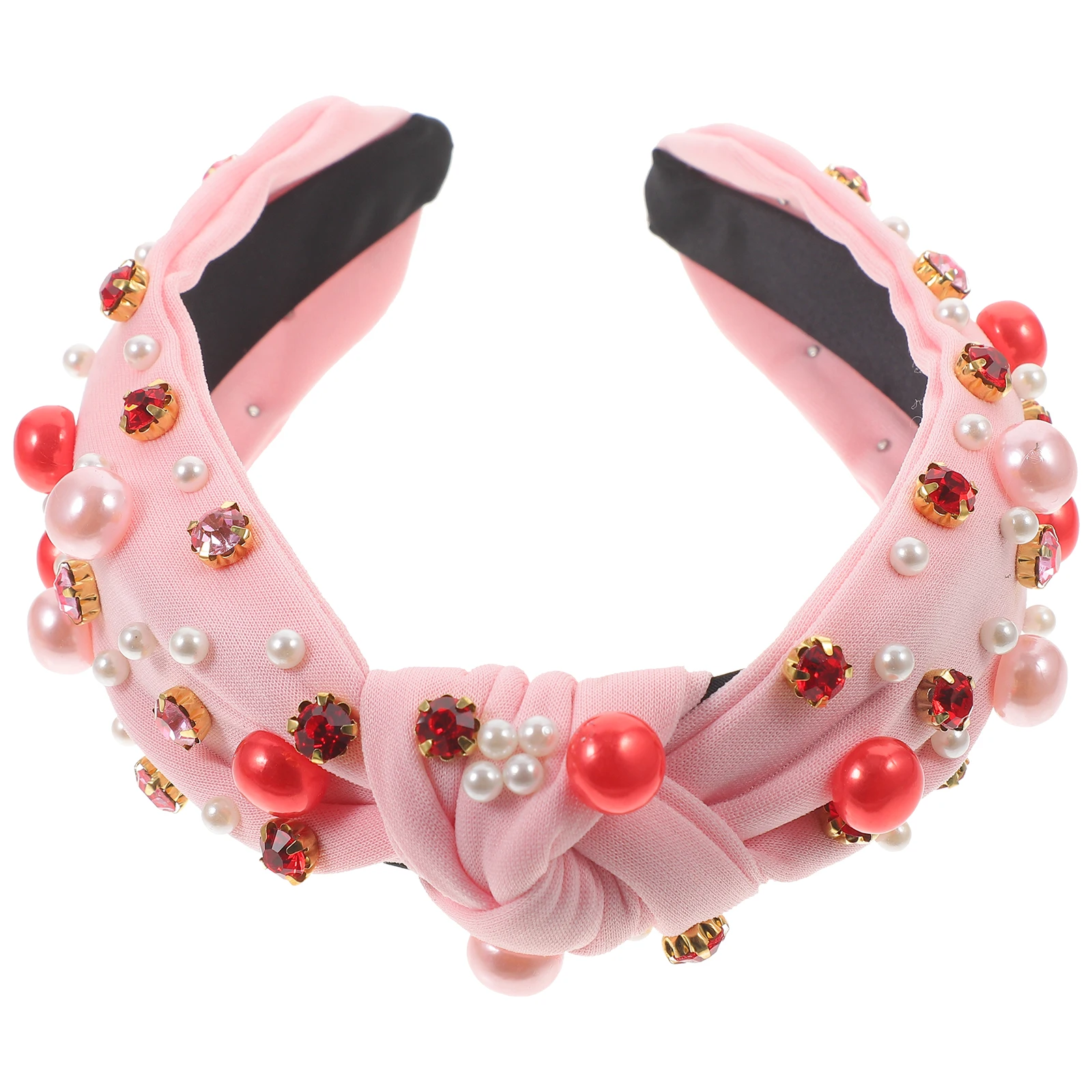 

Pearl Rhinestone Wide Headband Knotted Decorative Hairband Elegant Womens Headbands for Hair Styling Accessories