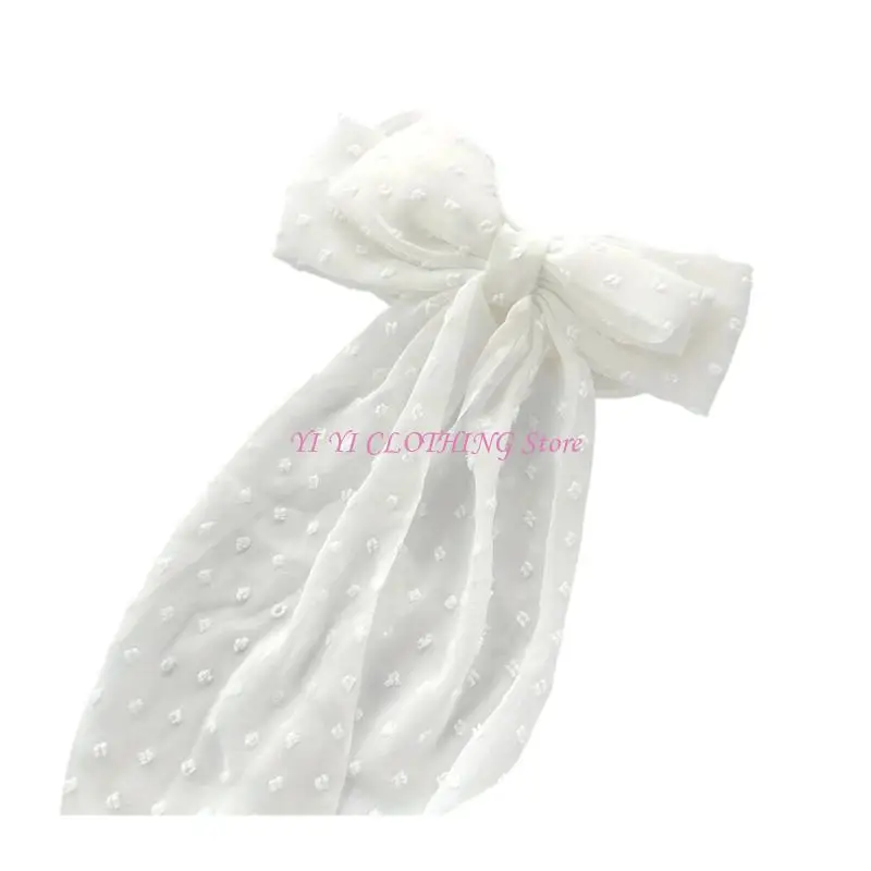 

N5KF Заколка для волос с большими бантами, длинная лента, пружинная заколка, элегантные стильные заколки для волос