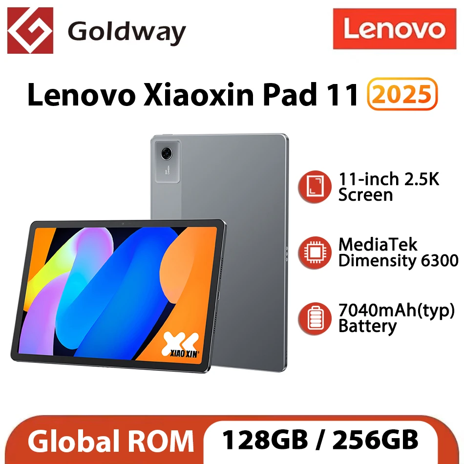 Lenovo Xiaoxin Pad 2025 11'' Tablet 128GB 256GB ROM MediaTek Dimensity 6300 2.5K Ultra HD Dolby Atmos 7040mAh Battery