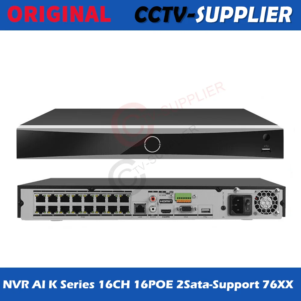 Original 16CH 16POE NVR7616-POE-k2-AI-2Bays Network Video Recorder for Camera