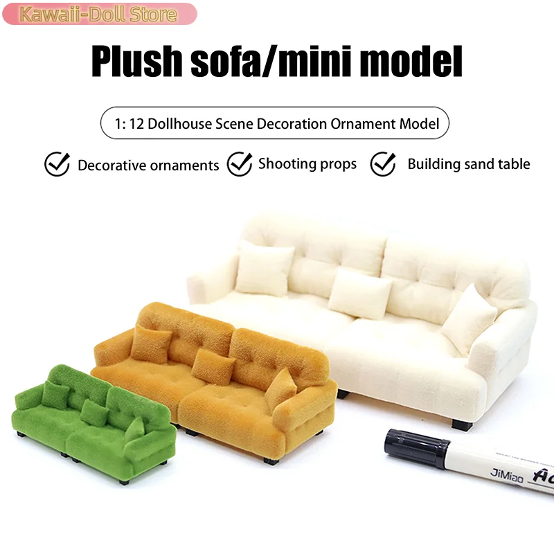 

Dollhouse Simulation Flocking Sofa Model Dollhouse Mini Living Room Furniture Decoration Accessories Pretend Play Toys