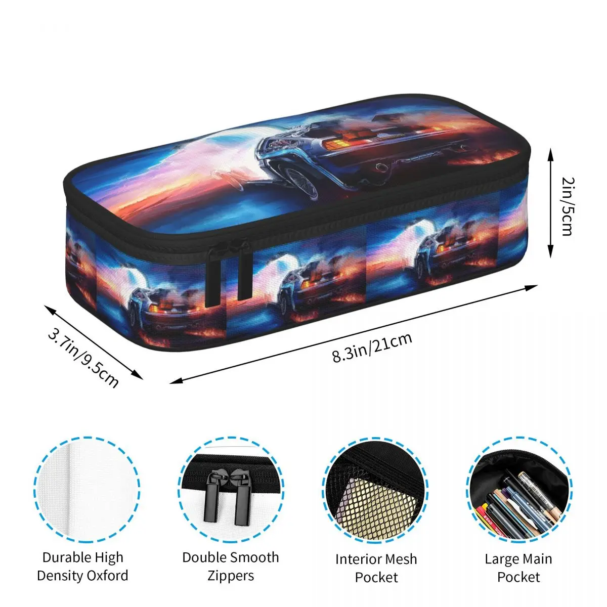 Back To The Future Delorean Time Machine Pencil Case for Studen Gifts Pen Box Pencil Bag Stationery Supplies Pen Holder Bag