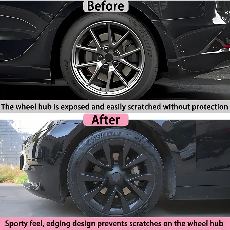 4PCS HubCap for Tesla Model 3 Accessories Wheel Cover 18 Inch Performance Hub Cap Full Rim Protector Cover 2018-2023 Wheel Cap