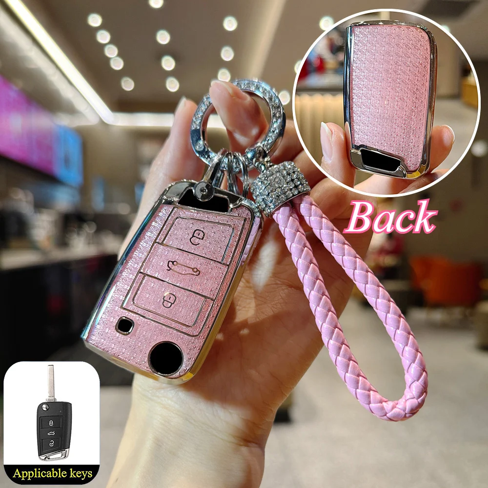 

Модный чехол для ключей от автомобиля, брелок для ключей Volkswagen Polo Golf7 MK7 Tiguan для Skoda Octavia Kodiaq Karoq, автомобильные аксессуары