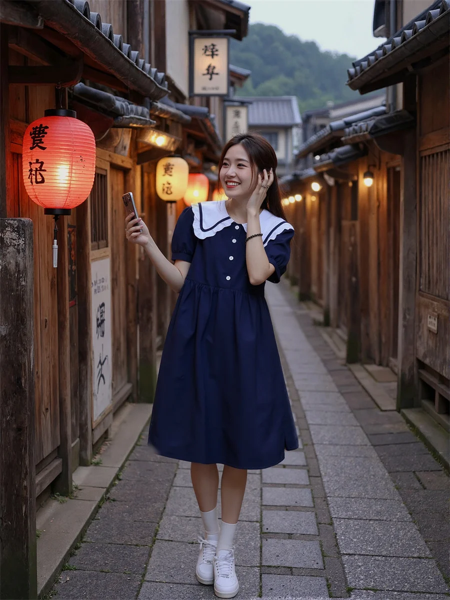 فستان صيفي نسائي امرأة 2025 نمط ياباني رقبة على شكل حرف v خط عنق على شكل قلب رقبة منخفضة قطع منخفضة على شكل قلب رغبة حارة حارة مغرية