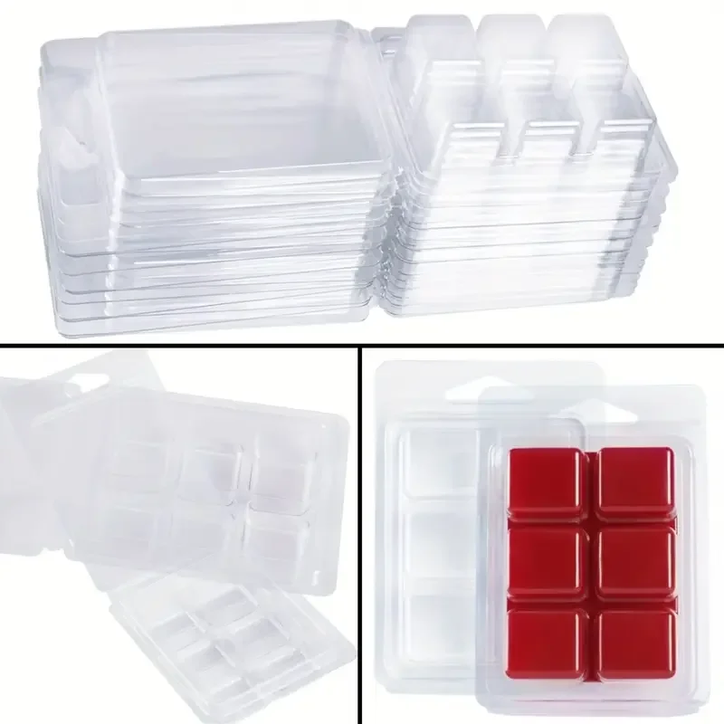 10/20/30 قطعة لتقوم بها بنفسك قوالب صدفي تذوب الشمع صينية مربعة بلاستيكية فارغة لصنع الشموع #5