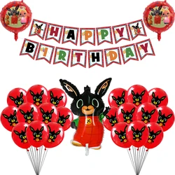 Bing Rabbit Foil Palloncini in lattice Buon compleanno Bandiera Banner Cartone animato Rosso Nero Giungla Pet Palloncino Decorazione per feste Regalo di Natale