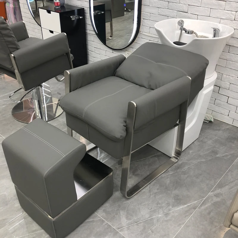 Barber shop hair salon special semi-reclining shampoo bed hair salon flush bed ceramic basin hair care shampoo bed