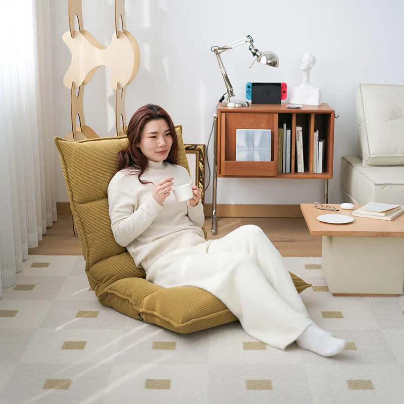 Japanese Style Floor Sofa Chair Foldable Tatami Lounger for Bedroom & Balcony Comfortable Backrest Seat Portable Single Recliner