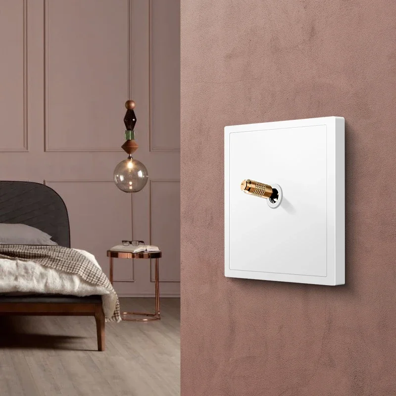 White Retro Personality Wall Light Brass Lever Switch 1-4 Gang 2 Way Toggle Switch PC Flame Retardant Frosted Panel USB Socket