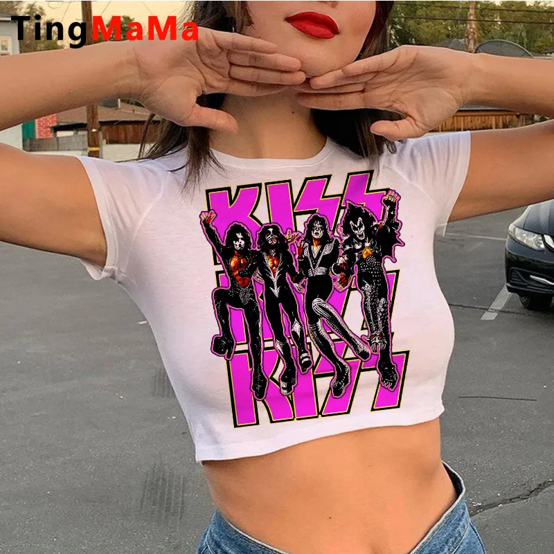 Kiss Band t shirt female 2022 couple  casual vintage harajuku t shirt streetwear