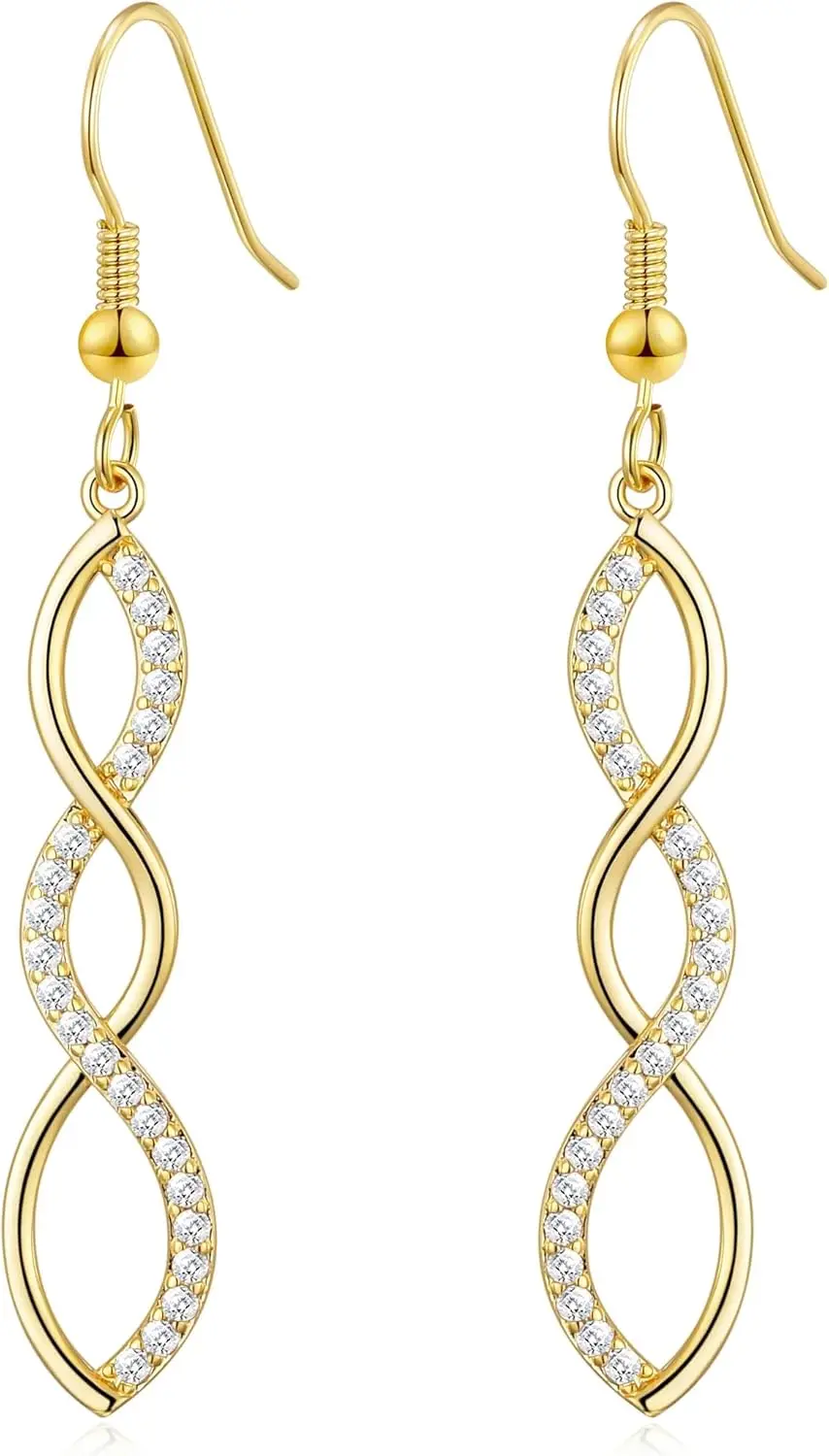 

Gold Plated Twist Drop Earrings with Zircondia Crystals