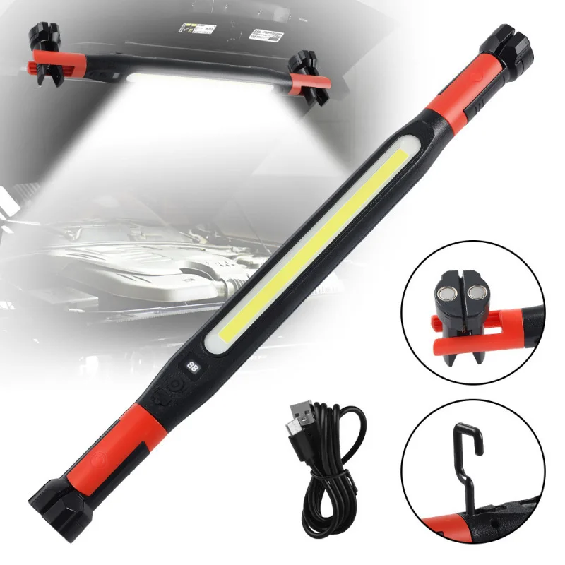 LED Rechargeable Work Light Underhood Repair Light Magnetic Flashlight 3 Lighting Modes with Hook for Car Repair Camping Emergen image 5