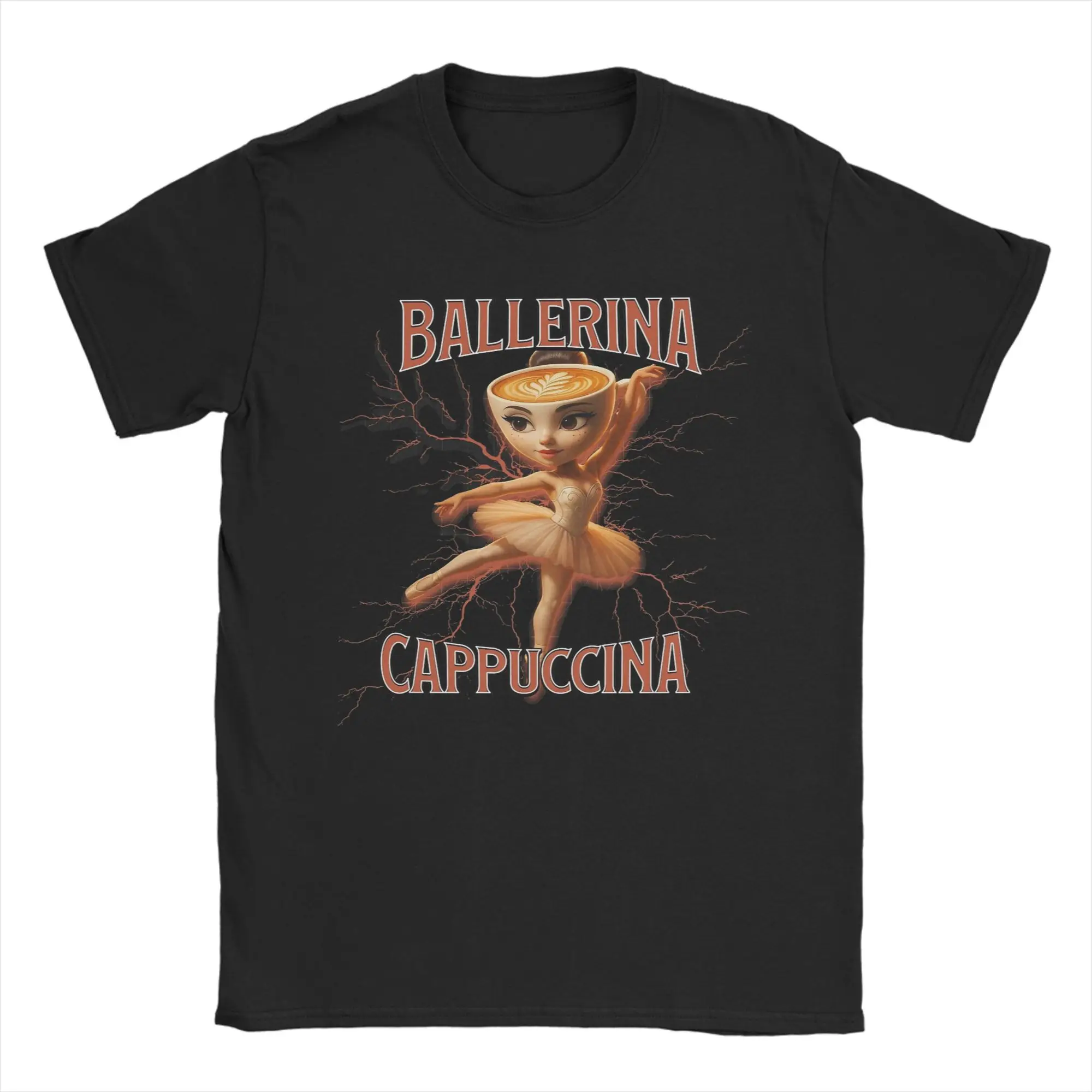 Ballerina Cappuccina Italian Brainrot Meme Men T Shirts  Casual Tees Short Sleeve O Neck T-Shirt Cotton 4XL 5XL 6XL Clothing