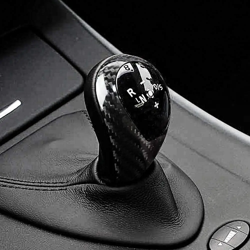 Car Carbon Fiber Gear Shift Knob Cover Interior Trim For BMW M3 M5 M6 Accessories(Black)