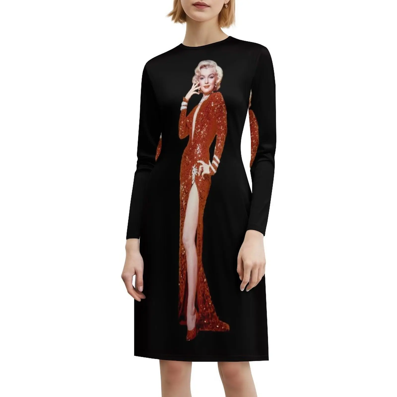 مارلين مونرو: فستان كلاسيكي بطباعة إعلانية على شكل قلب فستان أنيق للحفلات الصيفية للنساء مارلين مارلين #6